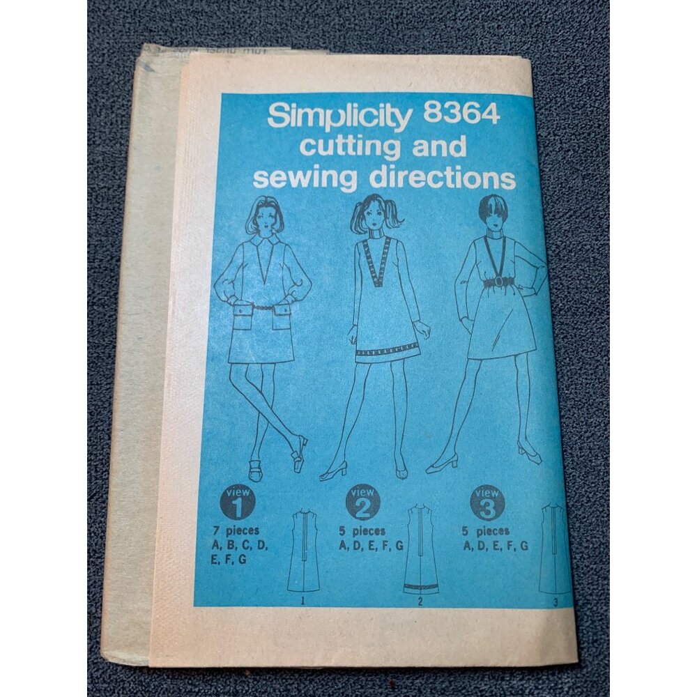 Simplicity 8364 Vintage Sewing Pattern Womens Jumper Dress 1970s Size 12